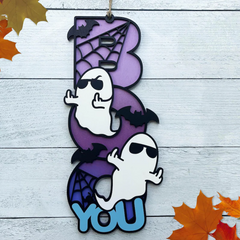 Ghost "Boo" You Sign 2-Layered Wooden Ornament