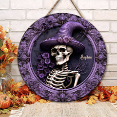 Spooky Skull Wooden Decor Sign for Halloween