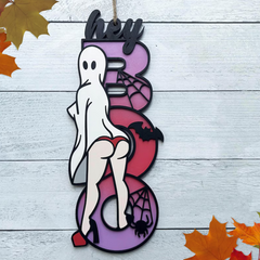 Ghost "Boo" You Sign 2-Layered Wooden Ornament