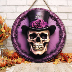 Spooky Skull Wooden Decor Sign for Halloween