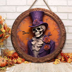 Spooky Skull Wooden Decor Sign for Halloween