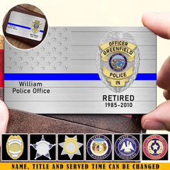 Custom US Police Badge Aluminum Wallet Card - Gift for Police Officer