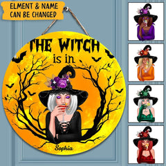 The Witch Is In Personalized Wood Sign, Halloween Decoration