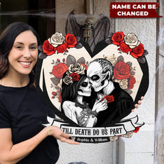 Til Death Do Us Part Couple Skull - Personalized Custom Shaped Wood Sign