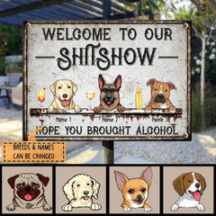 Pawzity Welcome To The Shitshow Metal Yard Sign__yy