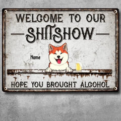 Pawzity Welcome To The Shitshow Metal Yard Sign__yy (1)