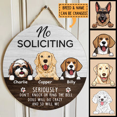 No Soliciting Personalized Wood Signs, Gifts For Dog Lovers, Seriously Don't Knock Or Ring The Bell