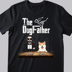 The DogFather_ Man & Dog_ Black Wall T-shirt__yythk