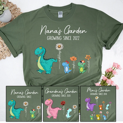 Nana's Garden Nana Saurus And Kids Custom Shirt