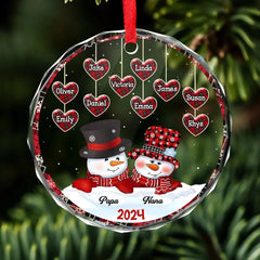 A Grandparent’s Love Knows No Boundaries - Family Personalized Custom Circle Acrylic Ornament - Christmas Gift For Grandma, Grandpa