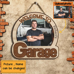 Personalized Wooden Sign - Gift For Garage Owners, Mechanics, Car Enthusiasts - Welcome To My Garage Custom Photo