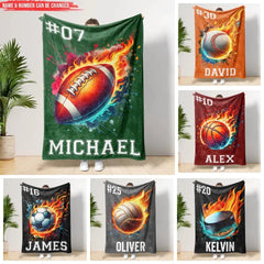 Team Ball Sport - Personalized Blanket, Custom Name and Number Gift For Team Ball Games Lovers