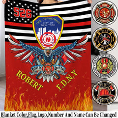 US Firefighter Blanket Gift For Firefighter Custom Department Blanket