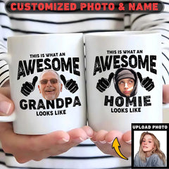 Personalised This Is What An Awesome Grandpa Photo Mug & Tumbler with Lid and Straw Birthday Father's Day Gift For Grandpa Dad For friends