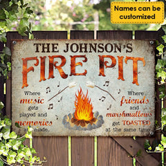 Fire Pit Metal Sign Personalized Welcome Family Fire Pit OutDoor Decor