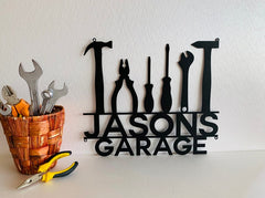 Custom Metal Garage Sign - Personalized Name & Location Decor