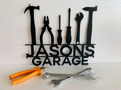 Custom Metal Garage Sign - Personalized Name & Location Decor