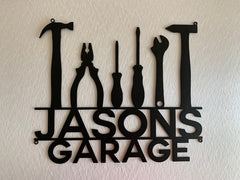 Custom Metal Garage Sign - Personalized Name & Location Decor