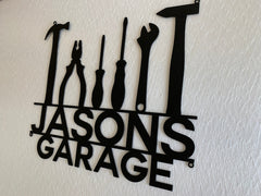 Custom Metal Garage Sign - Personalized Name & Location Decor